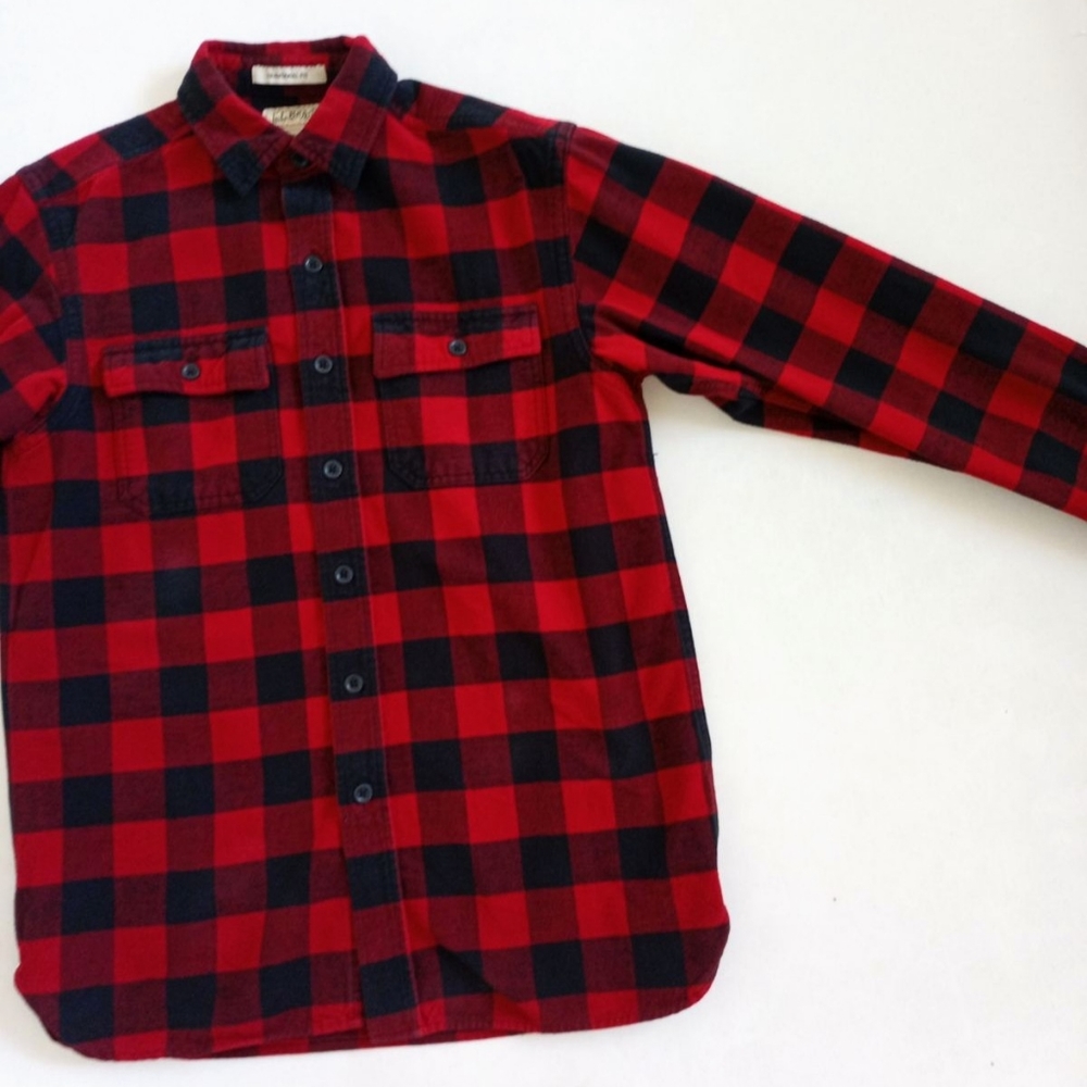 🍂 L.L. Bean vintage Chamois plaid red and blue shirt